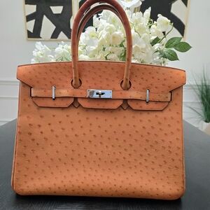 Hermès Birkin 35 Orange Ostrich Palladium Hardware 2006 Exotic Leather Rare